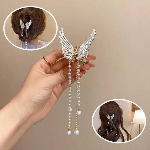 Butterfly Pearl Hair Clip for Women | Gold Tone Pearl Design Butterfly Hair Clip for Women | Hair Clip for Women