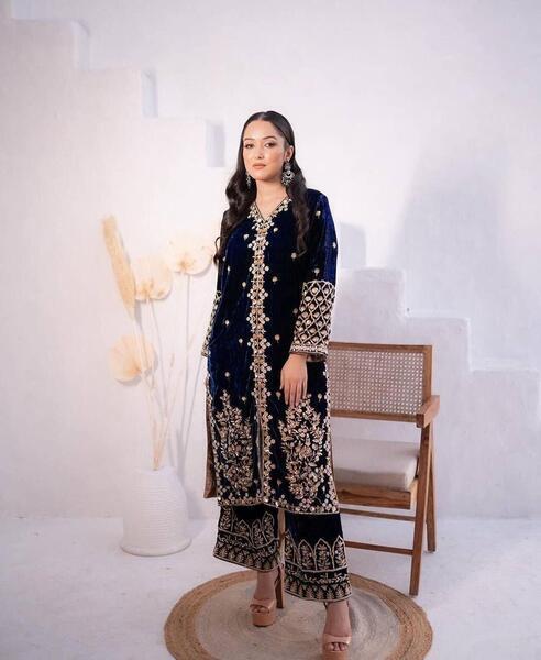 Heavy Sequence Work Velvet Kurti Set for Women