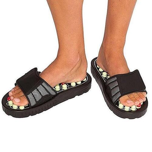 Khopo Acupressure Paduka Spring Sandle Black/White Foot Reflexology Massage Slippers