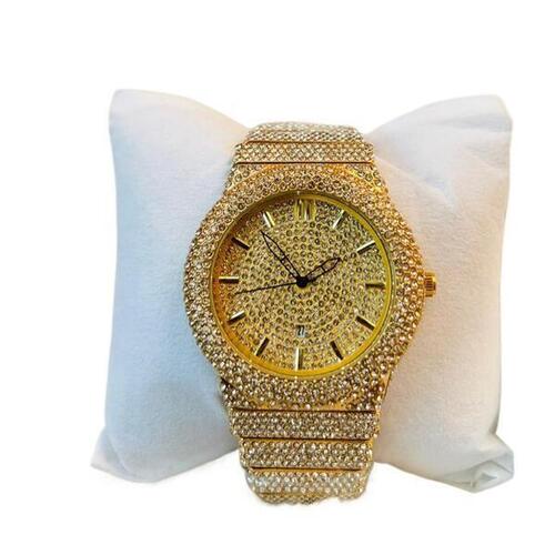 Fully Iced Date Golden Watch For Men