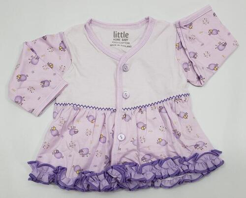 Lavander Purple Newborn Thai Cotton Set 100% Cotton For Baby Girl Frock Trouser Set Front Bottom- Suja Sansar