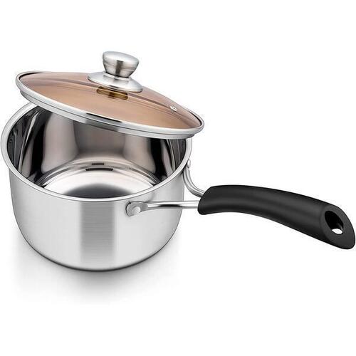 Duo Le Bao Stainless Steel Saucepan With Glass Lid Kitchen Cooking Utensil 16CM