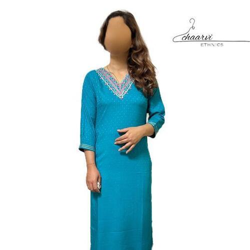 Embroidered Cotton Kurthi, Fashionable, Trendy