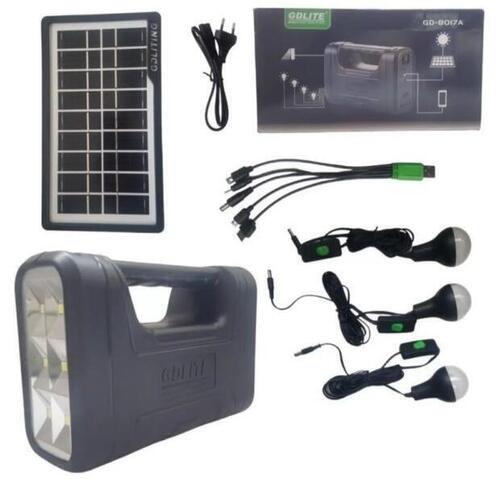 GDLITE Solar Lighting Kit - GD-8017A Emergency Light with Solar Charging System and 3 Bulbs
