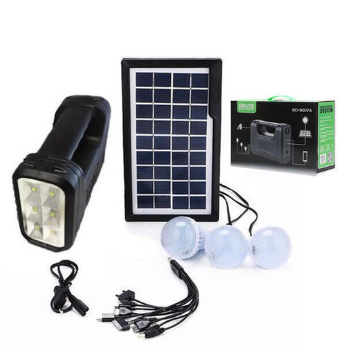 GDLITE Solar Lighting Kit GD-8017A Plus: Inverter Light with 3 Bulbs, Emergency Solar Light