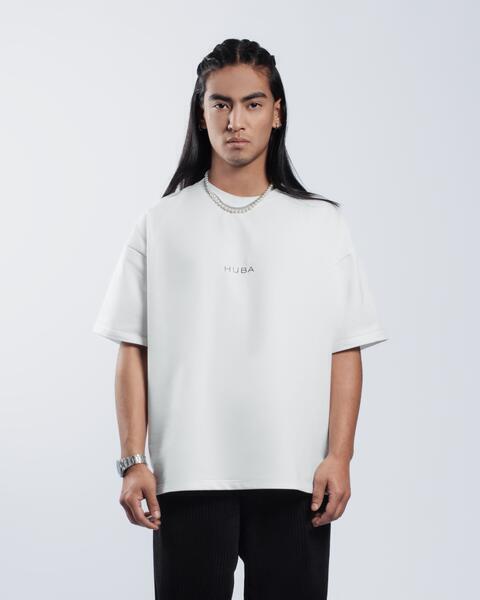 HUBA Unisex White Basic T-Shirt For Men and Women