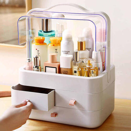 Large Waterproof and Dustproof Cosmetics Storage Box: Bathroom Makeup Organizer