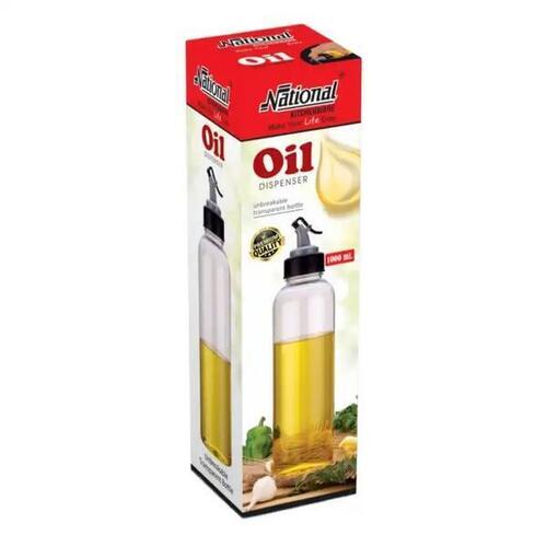 National Unbreakable Transparent Oil Dispenser Bottle 1 Litre | Transparent Break Resistant Leak Proof Oil Dispenser