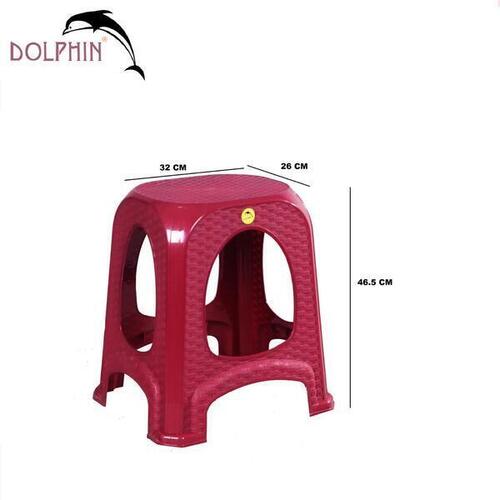 Dolphin Plastic Rattan Stool (Maroon)