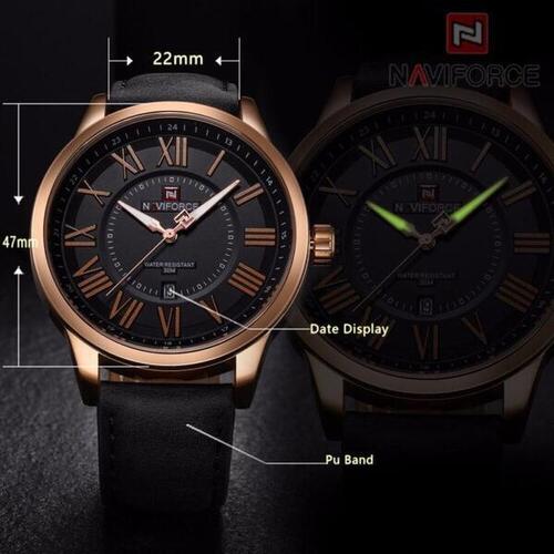 badgeNaviForce NF9126 Date Function Analog Watch For Men - Rosegold