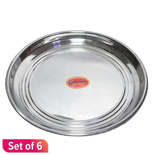 Big Famous Patti Khumcha Thal Stainless Steel Dinner Plate Set 6