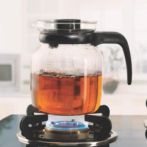 Tea Pot Carafe Flame Proof Glass Kettle With Stainer In Lid
