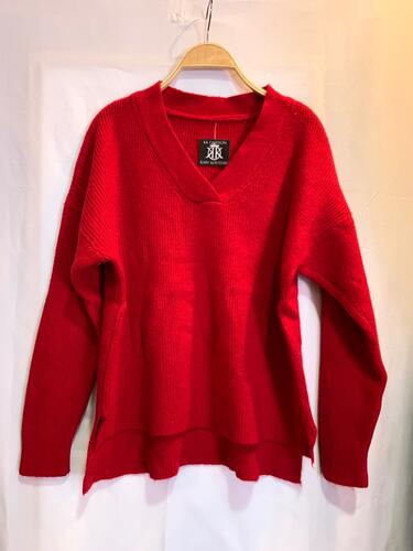 Fancy V-Neck High Low Sweater For Ladies