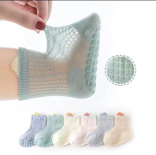 Nechibaby Newborn Baby Socks Summer Thin Mesh Breathable Pure Cotton Kids Socks Non Slip Middle Tube Walking Floor Socks New