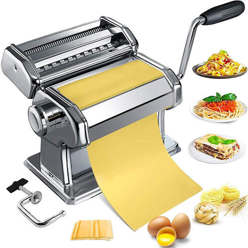 Stainless Steel Pasta Maker | Adjustable Thickness | Hand Crank Noodles Cutter