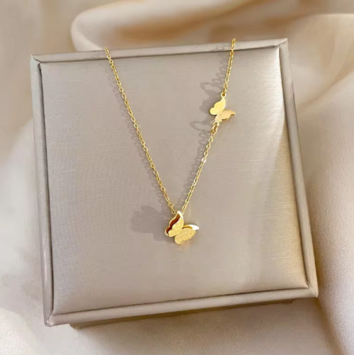 Super Cute Stainless Gold Steel Butterfly Choker Necklace For Women - Best Gift For Your Women
