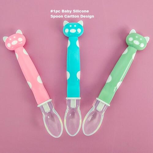 Masala Cottage -Baby Silicone Cartoon Toy Spoon Baby Feeding Tableware Soft Tip