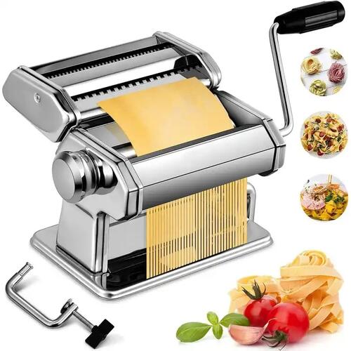 Create Perfect Pasta: Manual Pasta Maker with Adjustable Thickness and Easy-Clean Rollers