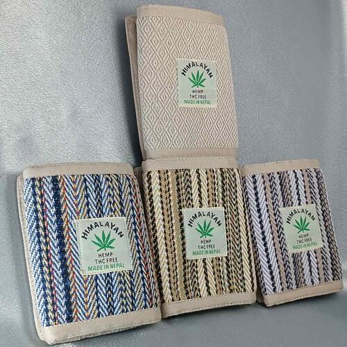 three fold Off White Plain Hemp Wallet For Men