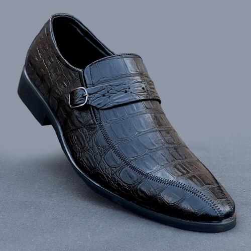 Crocodile Pattern Front Buckle Leather Formal Shoes for Men Party Shoes
