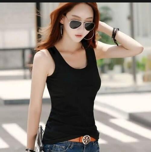 One PCs Black Cotton Plain Sando For Women