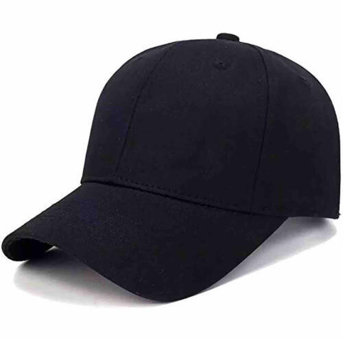 Plain Black Cap For Men With Adjustable Back Strap