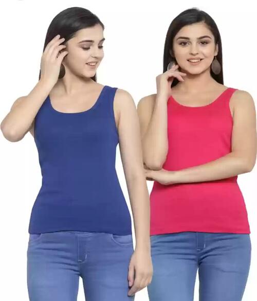 Two Pcs MulticolorCotton Plain Sando For Women