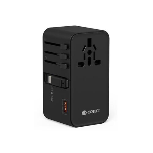 Universal Travel Adapter, 100W Fast GaN International Power Adapter 2PD USB-C+1QC USB-A Travel Adapter, US UK EU AU Travel Adapter Worldwide for Laptops, Tablets, Phones