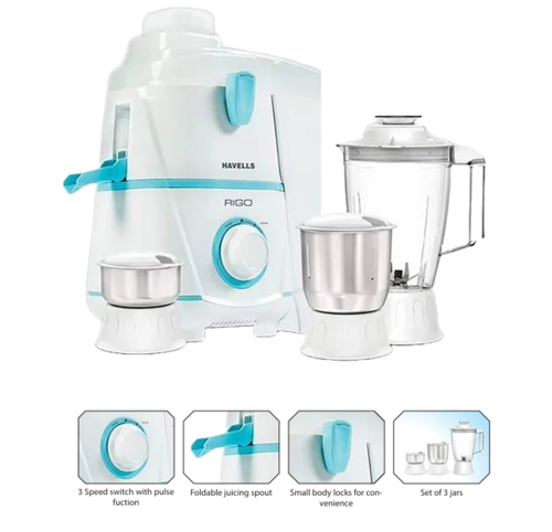 Havells Mixer Grinder 3Jar Rigo (GHFJMBAB050)