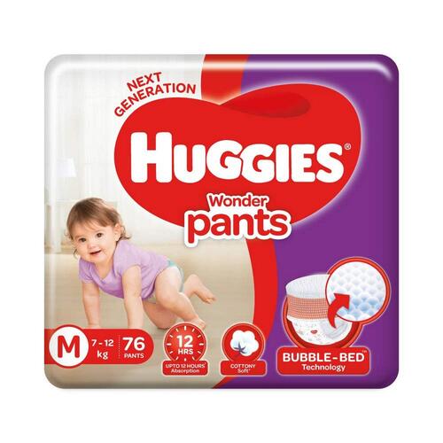 Huggies Wonder Pants with Bubble Bed Technology - M76(7-12Kg)