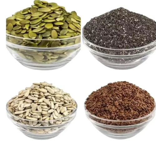 Pumpkin Seeds, Flax Seeds, Chia Seeds, Sunflower Seeds 100 Gm each ( 400 Gm )